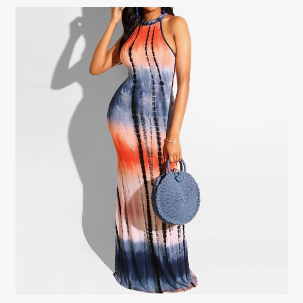 NWOT Elegant Tie-Dye Maxi Dress